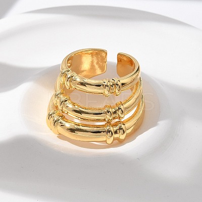 Brass Triple Cuff Rings for Women RJEW-U041-15G-1