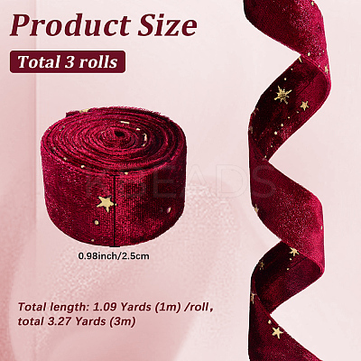 3M Double Sided Star Gold Stamping Flannelette Ribbons for Sewing Craft SRIB-GF0001-55A-1