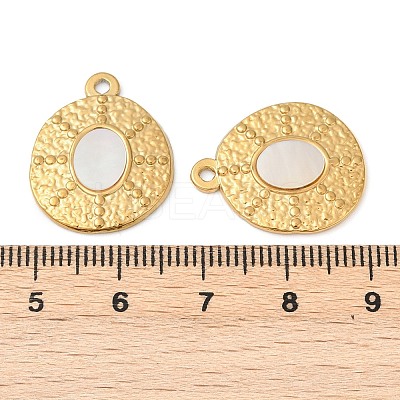 304 Stainless Steel Natural White Shell Pendants STAS-L288-05G-02-1