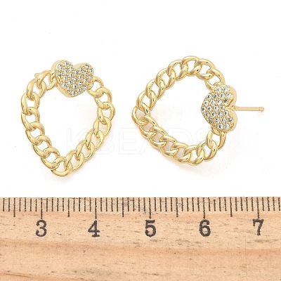 Rack Plating Brass Micro Pave Clear Cubic Zirconia Stud Earrings for Women EJEW-C125-18G-1