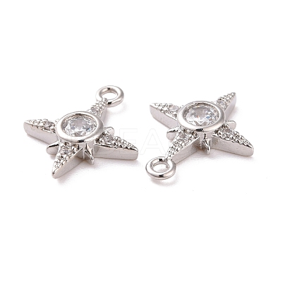 Brass Micro Pave Clear Cubic Zirconia Charms KK-G418-08P-1