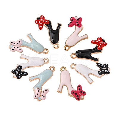 40Pcs 4 Colors Alloy Enamel Stilettos Pendants ENAM-CJ0002-47-1