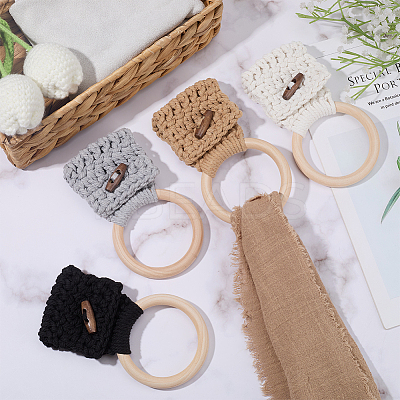 4Pcs 4 Colors Bohemian Cotton Thread Weave Towel Rack AJEW-CN0004-63-1