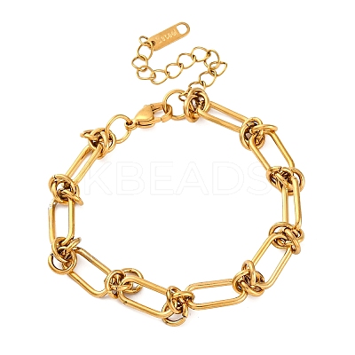 304 Stainless Steel Paperclip Chain Bracelets for Women LS-BJEW-P347-03G-1