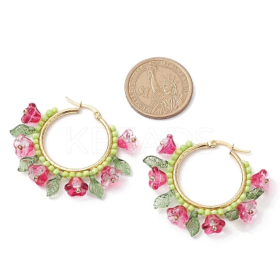 Glass Hoop Earrings EJEW-TA00589-02-1