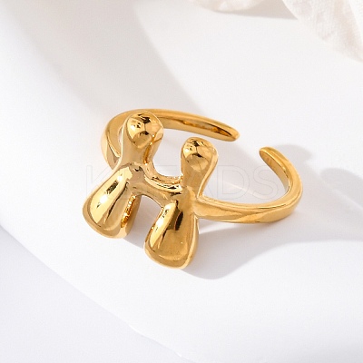 304 Stainless Steel Open Cuff Rings for Women LS-RJEW-M060-01G-08-1