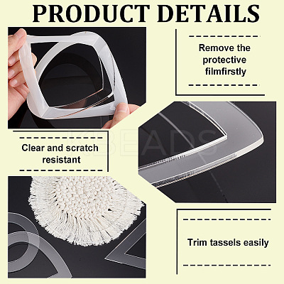 Transparent Acrylic Fringe Trimming Tool TACR-WH0014-14-1