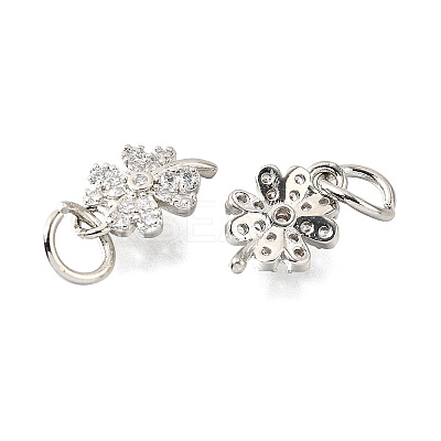 Clover Brass Micro Pave Clear Cubic Zirconia Pendants KK-K300-10P-1