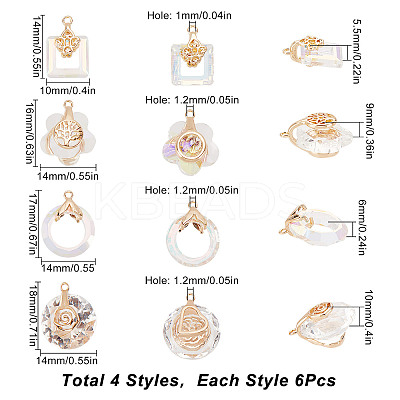 24Pcs 4 Style Electroplate Glass Pendants EGLA-SC0001-12-1