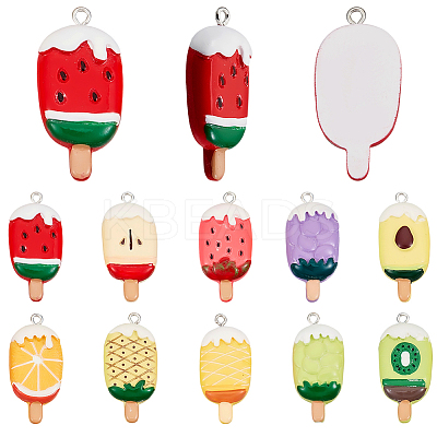 40Pcs 10 Styles Opaque Resin Pendants RESI-SC0006-16-1