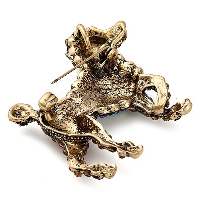 Animal Zinc Alloy Rhinestone Brooches JEWB-R052-01AG-01-1