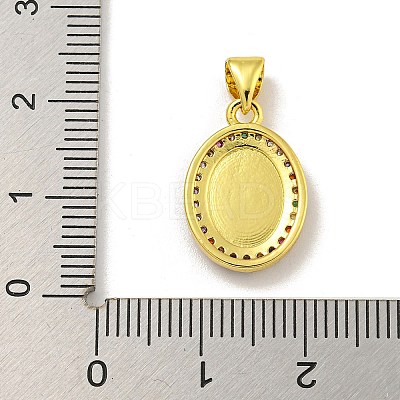 Virgin Mary Theme Rack Plating Brass Micro Pave Cubic Zirconia Pendants KK-C074-23G-01-1