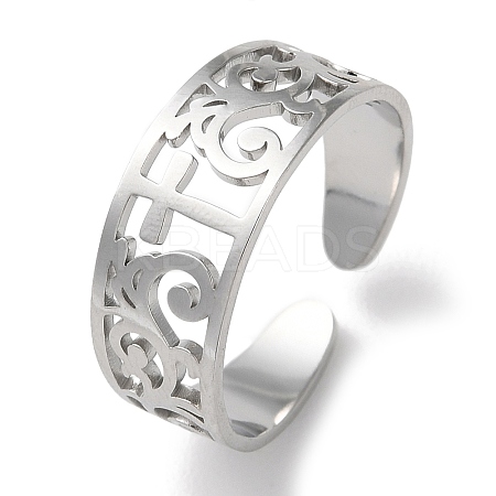 Non-Tarnish 304 Stainless Steel Open Cuff Ring LS-RJEW-C063-01P-1