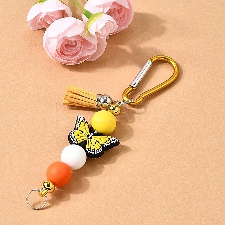 Silicone & Faux Suede Tassel Pendant Decoration HJEW-YW00100-06-1