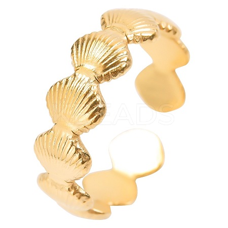 Vintage 304 Stainless Steel Shell Open Cuff Rings for Men and Women DB2106-2-1