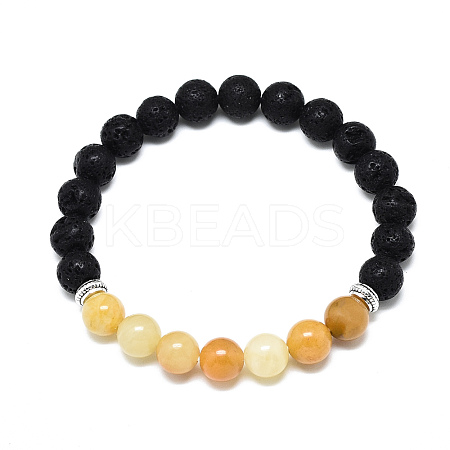 Natural Topaz Jade Beads Stretch Bracelets BJEW-R309-02-A04-1