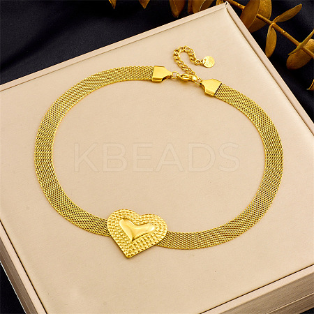 304 Stainless Steel Mesh Chain Necklaces for Women FS-WG37C51-02-1