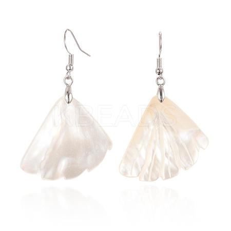 Natural White Shell Dangle Earrings EJEW-L170-01P-1