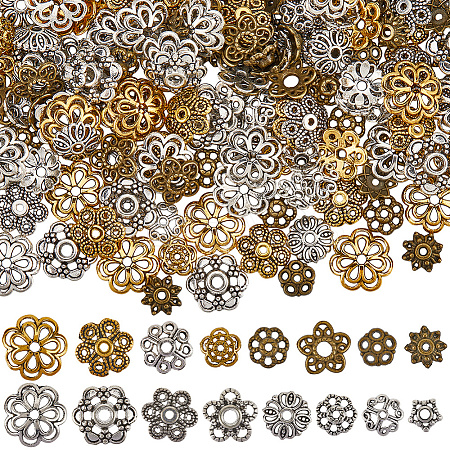 320Pcs 16Pcs Filigree Flower Tibetan Silver Fancy Bead Caps TIBE-SC0002-13-1