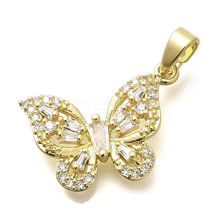 Rack Plating Brass Micro Pave Clear Cubic Zirconia Pendants KK-M309-16G-05-1