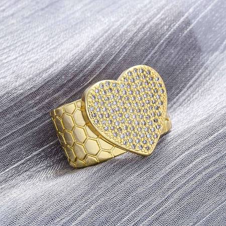 Brass Micro Pave Clear Cubic Zirconia Cuff Rings for Women RJEW-H248-08G-03-1