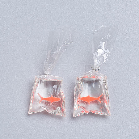 Goldfish Shape Fish Water Bag Resin Pendants DIY-WH0121-38A-1