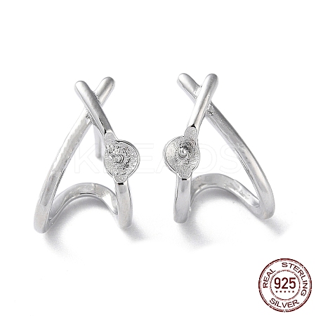 Rhodium Plated 925 Sterling Silver Stud Earring Findings STER-M115-04P-1