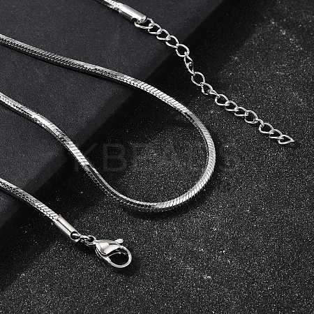 2MM 304 Stainless Steel Snake Chain Necklaces for Women Men STAS-V011-04D-P-1