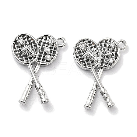Rack Plating Brass Clear Cubic Zirconia Pendants KK-M102-16G-B-1