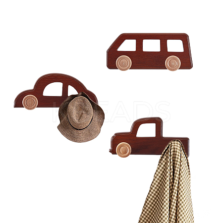 3Pcs 3 Styles Density Board Wood Wall Clothes Hook AJEW-NB0008-12-1