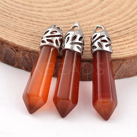 Dyed Bullet Natural Agate Pointed Pendants G-E332-C07-1