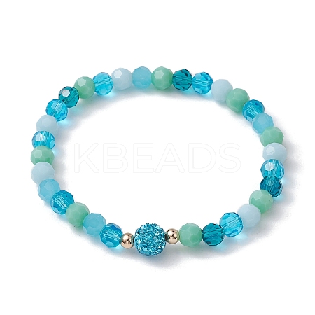 Glass Faceted Round Beaded Stretch Bracelets BJEW-JB10057-01-1