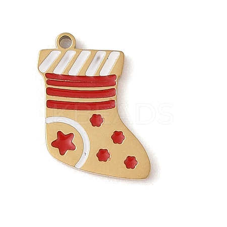 Christmas Theme Ion Plating(IP) 304 Stainless Steel Enamel Charms STAS-Z083-06G-04-1