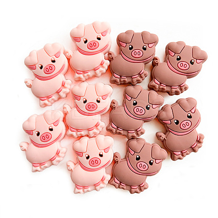 10Pcs 2 Styles Cartoon Cute Little Pig Silicone Beads JX656A-1