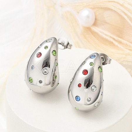 304 Stainless Steel Teardrop Stud Earrings EJEW-B108-05P-B-1