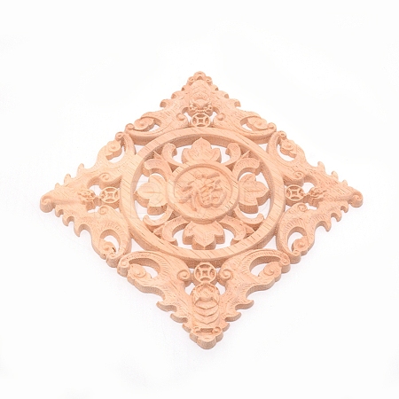 Natural Solid Wood Carved Onlay Applique Craft WOOD-WH0101-67-1