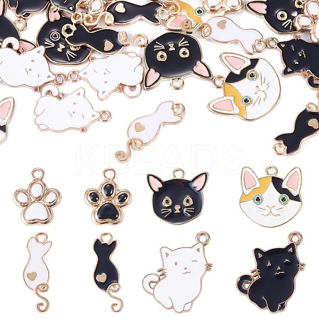 32Pcs 8 Styles Alloy Enamel Pendants ENAM-TA0004-17-1
