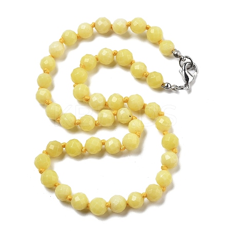 8mm Faceted Round Natural Butter Jade Beaded Necklaces LS-NJEW-F327-01A-03-1