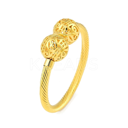 Hollow Round Brass Open Cuff Bangles BJEW-Z074-04G-1