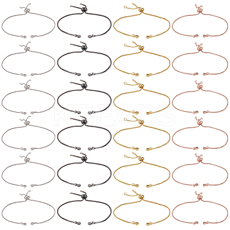 32Pcs 4 Colors Rack Plating Adjustable Brass Slider Bracelet Making KK-SP0001-79-1