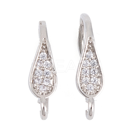 Rack Plating Brass Cubic Zirconia Earring Hooks KK-S374-05P-02-1