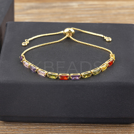 Brass Micro Pave Cubic Zirconia Slider Bracelets FS-WG49F5F-01-1