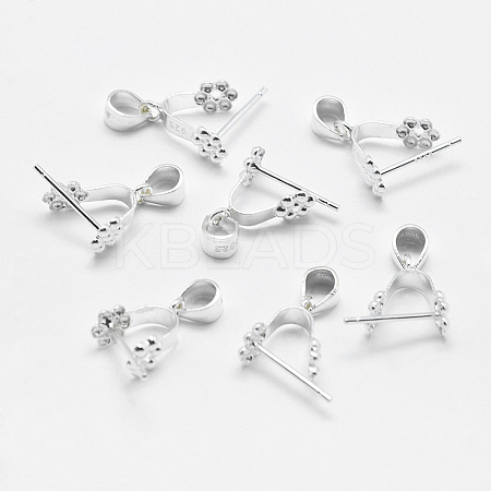 Anti-Tarnish Rhodium Plated 925 Sterling Silver Pendant Bails STER-E050-09P-1
