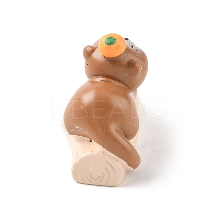 Resin Otter Sitting in Stump Figurines Ornament DJEW-E015-02D-1