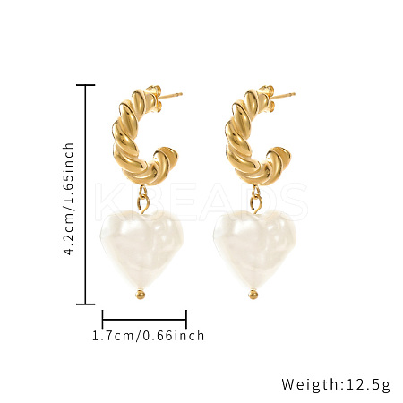 Fashionable 304 Stainless Steel Heart Stud Earrings IA6903-1