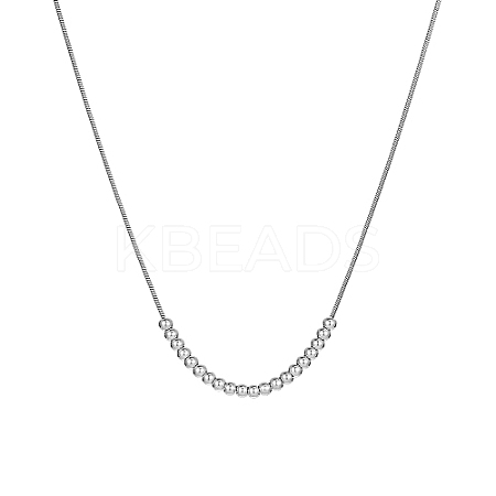 Non-Tarnish 304 Stainless Steel Round Beaded Pendant Necklaces for Women QC8128-2-1
