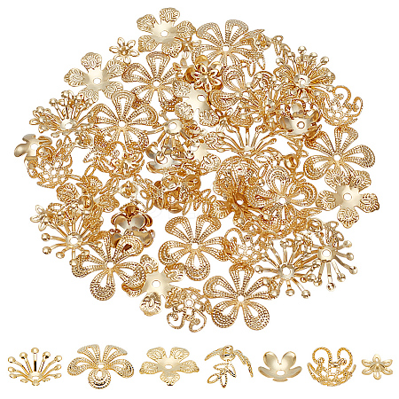 70Pcs 7 Styles Brass Bead Caps FIND-AR0005-36-1