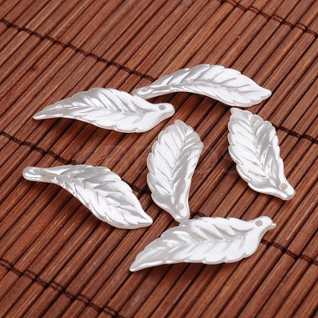 Leaf Acrylic Imitation Pearl Pendants X-OACR-O002-2992-1