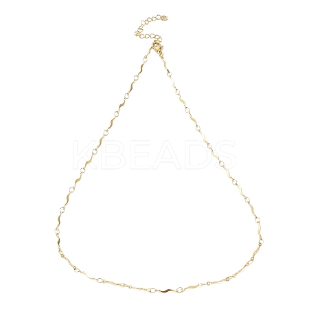 Ion Plating(IP) 304 Stainless Steel Wave Bar Link Chain Necklaces NJEW-K249-17G-1
