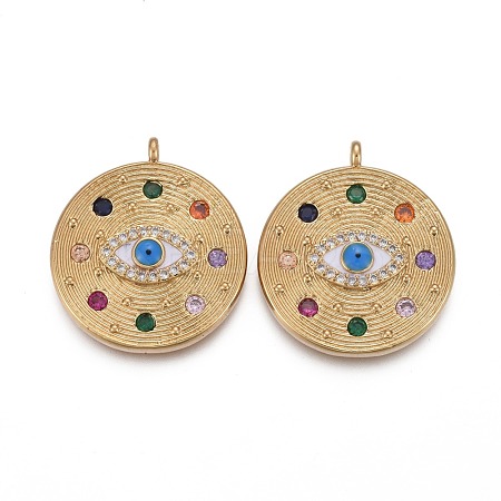 Brass Micro Pave Colorful Cubic Zirconia Enamel Pendants KK-F821-29G-1